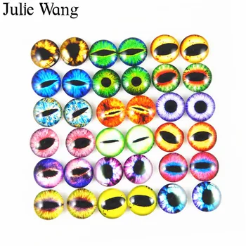 Julie Wang 50pcs 6 mm/8mm/10mm Cam Yuvarlak Ejderha Kertenkele Kurbağa Kolye Kolye Takı Aksesuar Yapma Gözler Cabochons Canlı