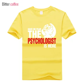 YENİ Erkek yaz T Psikolog Burada Korku Yok-shirt Kısa Kollu Özel T-shirt Erkek Artı Boyutu H-3XL