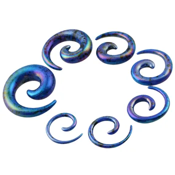 Germe Tak Salyangoz Takı Expander SUNYİK 1 adet Derin Mavi Mor Akrilik Spiral Konik Flesh Tünel Kulak Sedye