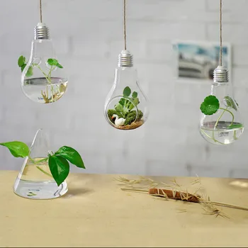 Asılı lamba cam vazo hidroponik vazolar moda ev dekorasyonu bitki çiçek ev decocr süsler