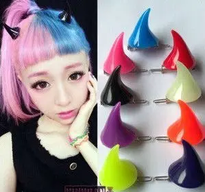 Cosplay Cadılar Bayramı Takı için abartılı Şeytan Boynuz saç Tokası Kişiselleştirilmiş Harajuku Saç Klipleri HJ103 Renkleri Çeşitli