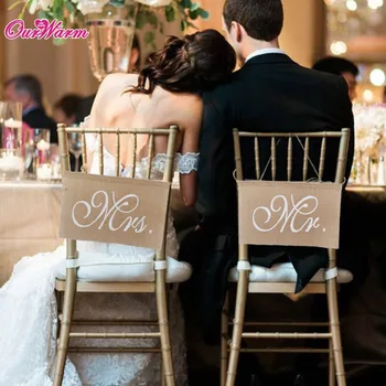 30 x 20 cm Haki Bay & Bayan Yün Sandalye Banner Sandalye İşareti Çelenk Rustik Düğün Dekor