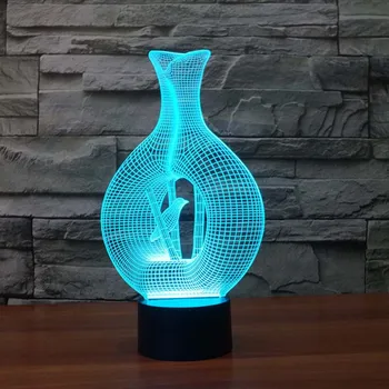 D aktif Vazo Gece Işığı Çocuk-kuş Dekoratif aydınlatma gece lambası 3D Deco