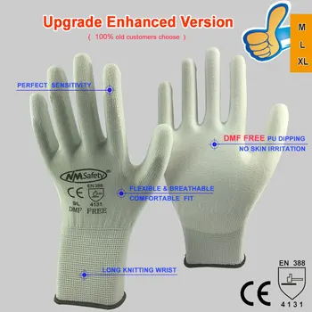 NMSAFETY 12 çift Hafiflik rahat beyaz polyester/naylon ucuz iş eldivenleri,çalışma endüstriyel DSB Anti-Statik eldiven