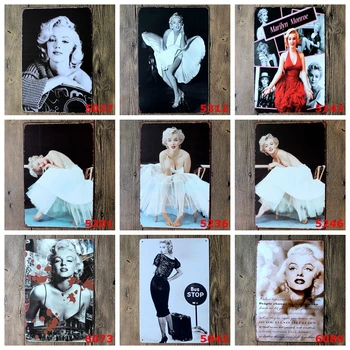 Marilyn Monroe Metal Yıldız Boyama Kalay İşareti Duvara Bar Ev Sanat Dekor Cuadros 30X20CM BİR-6073
