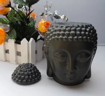 Ev Dekorasyon Aroma yağı brülör seramik Buddha kafa mumluk yağ yakıcı tütsü temel Assuaging Lavanta kokusu önemli