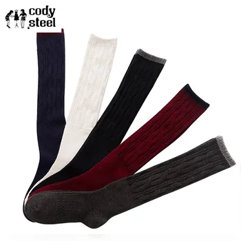 Cody Çelik Düz Renk Bayanlar Seksi Sıcak Kadın Moda Diz Yüksek Çorap Uyluk Kızlar 1pairs İçin Uzun Pamuklu Çorap Çorap
