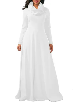 Adogirl 2017 Zarif Vestido Renda Beyaz Maxi Elbise Seksi Derin Uzun Kollu Yay Pilili - Kadınlar Sonbahar Kış Elbiseler