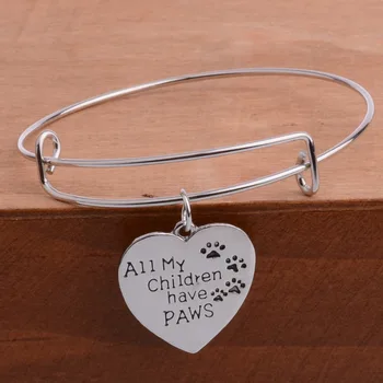 Kalp Kristal Anne Baba Dadı Köpek Paw Foothprint Aşk At Bilezik Bileklik Kadın Aile Takı Xmas Etiketi Sağlayabileceğine İnanıyordu