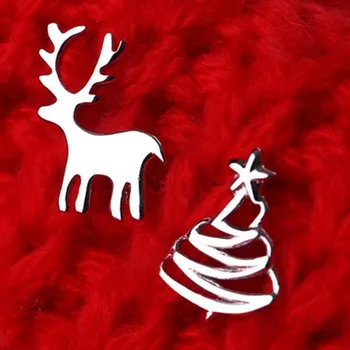 Noel Ağacı Asimetrik Anti Geyik Yaratıcı Sıcak Satış Popüler Gümüş Takı Moda-alerjik Küpe SE223