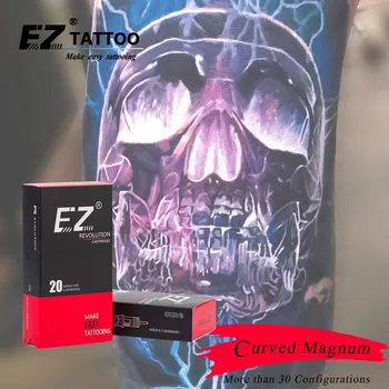 EZ Yeni Devrim Dövme İğneleri Dövme makineleri için Kartuş(CM/RM) /Yuvarlak Magnum Kavisli ve RC1017M1C-1 20 adet /kutu kulpları