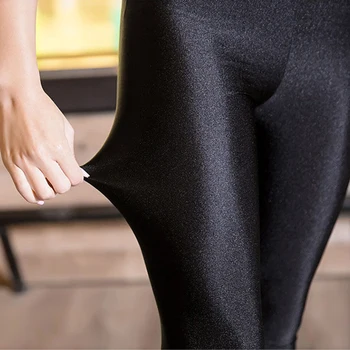 Yeni S-XXL Moda Bayan Seksi Elastik Nefes alabilen Parlak Düz Siyah Tozluk ayak Bileği Uzunlukta Kadın Pantolon Skinny