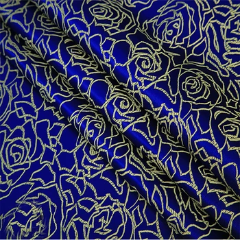 90cmx50cm mavi Metalik Jacquard Brokar Kumaş,Japon rüzgarı 3D jacquard iplik giyim kumaş boyalı,yatak,çanta,perde