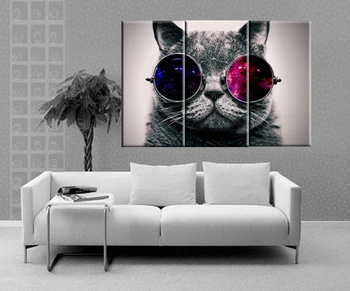 Gözlüklü baskı poster tuval Duvar Sanatı Sevimli Kedi (çerçeve)Tuval üzerine Modüler resimleri cuadros Dekorasyon sanat yağı seçmeli?