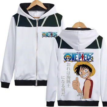 Anime One Piece Luffy Kapşonlu Hasır şapka Luffy başındaki hoody Ceket Ceket dış Giyim Elbise Sweatershirt her İki Marka Baskılı