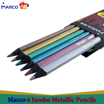 Marco Raffine Jumbo Renkli Kalem Seti lapis de cor profesyonel Siyah Ahşap Metalik/Neon 12 Renkli Kalemler Kırtasiye 6pcs