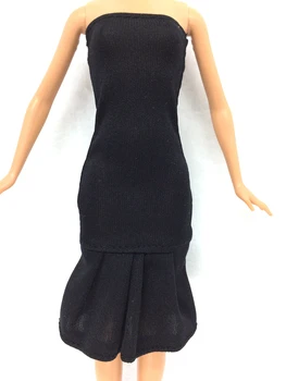 NK Bir Set 2018 Oyuncak Bebek Yapımı Barbie Bebek 006 Moda Elbise Bayan Siyah Havalı Kıyafet +Bir Çift Siyah Topuklu Colthes
