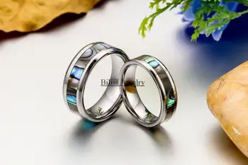 8mm Abalone Kakma Erkek Düğün Grup Erkek Nişan Yüzüğü ile Uygun En Kaliteli Tungsten Karbür Yüzük Konfor