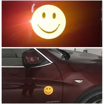 Araba Çıkartmaları Çıkartmaları 6 cm*6 Bant Yapışkan Çıkartmalar Marka Etiketi Uyarı Teyp Dekorasyon Filmi Güvenlik Oto Sticker Yansıtıcı Gülümseme