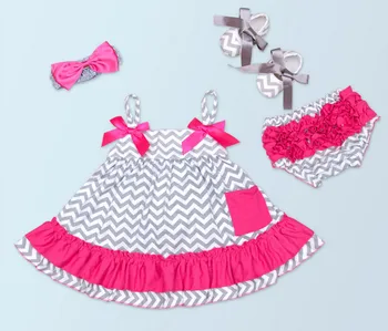 Güzel Bebek kız Chevron üst tütü etek+Pamuk Fırfır Külot+Başlık+Toddler Ayakkabı Giyim Yaz yeni Doğan Hediye setleri