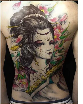 Japon geyşa gözyaşı su geçirmez Geçici Dövme Sticker geri kadınlar için adam dövme Su Transferi Sahte Flash dövme çiçek tüm