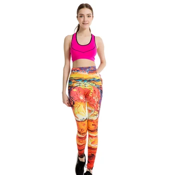 Kadınlar 2017 Fitness Streç Sıska ayak Bileği Uzunlukta İnce Tozluk Renk Soyut Baskı Nefes Kalem Leggins WAİBO AYI 3D