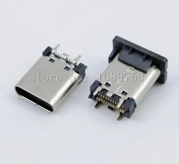 10 adet USB 3.1 C Tipi Dişi Soket Konnektör 180 derece Dikey Yüksek hızlı DİY Konnektörleri