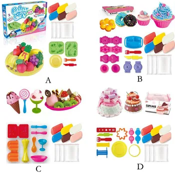 Oyun dostu renkli kil kalıp setleri anaokulu oyuncakları DİY çocuk meyve dondurma ayarlar destekleyen yeni ortam -