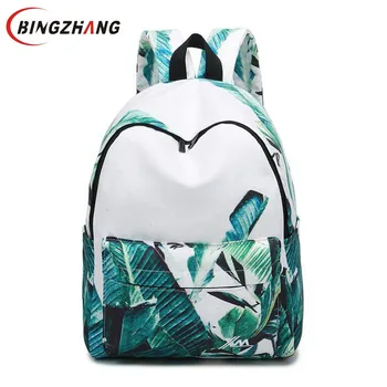 Moda baskı kadın için büyük okul çantaları kadın Seyahat çok fonksiyonlu güzel yaprakları sırt çantası tuval sırt çantaları L4-3104