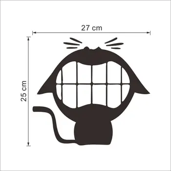 874 27X25cm Koca ağızlı Gülümseme Kedi Tuvalet Duvar Çıkartmaları Vinil Adesivos Paredes Eve Çıkartma vardır, bulantı Komik Karikatür Duvar Çıkartmaları İçin Çini