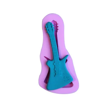 Sıcak Satış 3D Keman Gitar Silikon Kalıp Fondan Kek Dekorasyon Araçları Sabun Renk Pembe D451 için Kalıp
