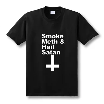 Yeni Yaz Stil Moda DUMAN METH ŞEYTANA T Gömlek Erkekler Rahat Kısa Kollu Tutmak Sakin ve İbadet Şeytan T-shirt Boyutu H-XXL