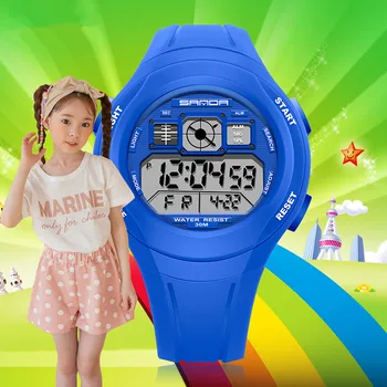 SANDA Çocuklar Sevimli Çocuklar Kızlar erkekler için Spor Çizgi film İzle Saatler Kauçuk Çocuk Dijital Kol saati Sony Ericsson için LED Saatler