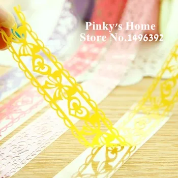 1 adet Şeker Renk Yapışkan Bant Scrapbook Teyp Kendini Teyp Dekorasyon Roll DİY Washi Dekoratif Yapışkan Kağıt Maskeleme Bandı Dantel