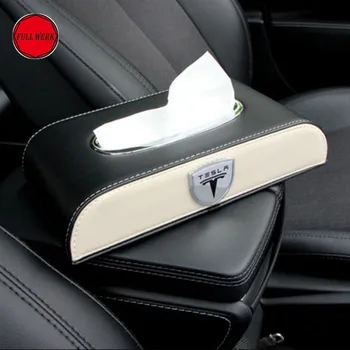 Tesla Model X Model S için deri Araba Doku Kutusu Kapağı Peçete Kağıt Saklama Kutusu Durumda Tutucu 85D P90D Oto Aksesuarları 75D