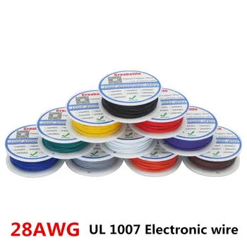 10m /lot UL 1007 28AWG 10 Renkleri Elektrikli Tel Kablo Hattı Kalaylı Bakır Tel PCB RoHS UL Sertifika İzoleli Kablo LED