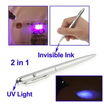 UV Işık İle serin 2 1 Görünmez Mürekkep Sihirli Dönen Gizli Güvenlik tükenmez Kalem