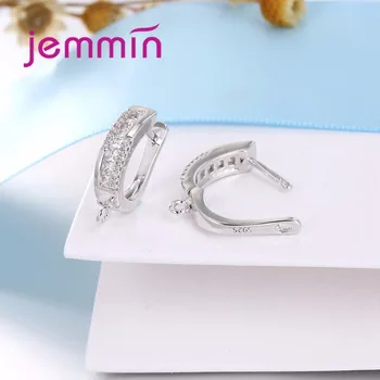 Jemmin 10 adet/Lot Moda Kadın Hoop 925 Gümüş CZ Pave Kadınlar için Takı Bulgular Küpe DİY Küpe