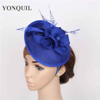 Kısa saçlar için yüksek kalite 17 renk royal mavi saç fascinators sinamay şapkalar fascinators düğün saç aksesuarları taklidi