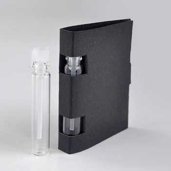 Deneme Paketi İçin 100Pieces/Lot 2 ML Cam Parfüm Şişesi Kağıt Kartı İle Özelleştirilebilir Kozmetik Durumda Boş