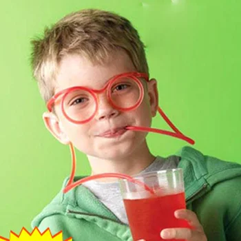 20pcs/çok Komik Yumuşak Gözlük Benzersiz Esnek İçme Tüp Çocuklar Parti Aksesuarları Çocuk Yetişkin DİY Payet Plastik Saman Saman