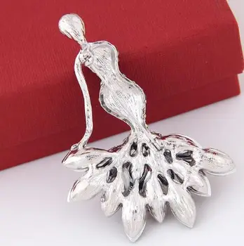 Kadınlar İçin Moda Takı Güzellik Kristal Rhinestone Pin Broş Denizkızı Gümüş Broş