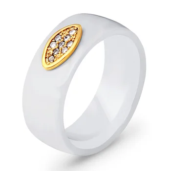 Yeni 8MM Seramik Yüzük Kübik Zirkon Taş Siyah Ve Beyaz Renk Kadınların erkeklerden Mücevher Nişan yüzüğü Hediye