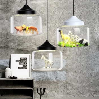 Yeni Klasik modern İskandinav cam küçük PVC Yenilik hayvanlarla tavan ışıkları yatak odası çocuk odası için asma lamba led