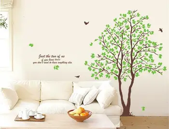 Duvarda yeşil ağaçlar ve kuşlar Oturma Odası Yatak Odası Ev Dekorasyon duvar çıkartmaları