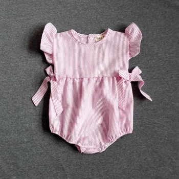 2016 kız bebek tulumu sevimli yay kız elbise kısa kollu pamuk çocuklar genel elbiseleri bebe yenidoğan bebek giyim romper