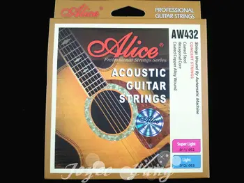 12 Ayarlar Alice AW432P Akustik Gitar Teli Altıgen Çekirdek Kaplı Bakır Renkli Top Son Dizeleri Kağıt Kutu Toptan