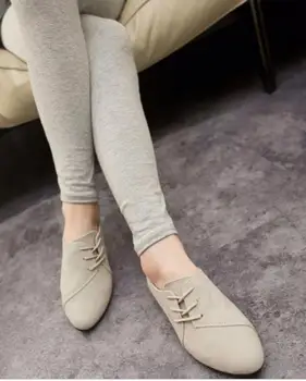 2017 Yeni Bahar Casual Kadın Ayakkabı Kadın Düz Ayakkabı Yakışıklı Kafa burun Ayakkabı Kadar dantel Deri Nubuk-
