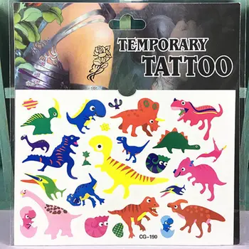 Karikatür geçici dövme çıkartmalar 4 adet renkli dinazor hayvanları kızlar sevimli erkek çocuk doğum günü partisi süslemeleri iyilik dinozorlar