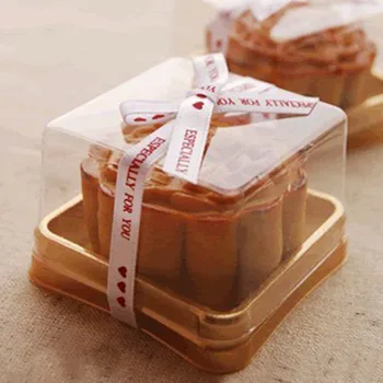 5 Ambalaj plastik Pasta Kutusu-Tek kişilik Pasta Kutuları Altın Alt Plastik Ayçöreği Pvc Kutu Gıda Hediyelik*4 5*cm